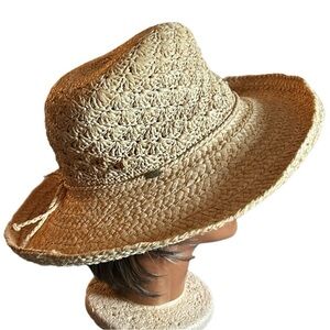 The Scala Collection Wide Brim Woven Natural Straw Sun Hat